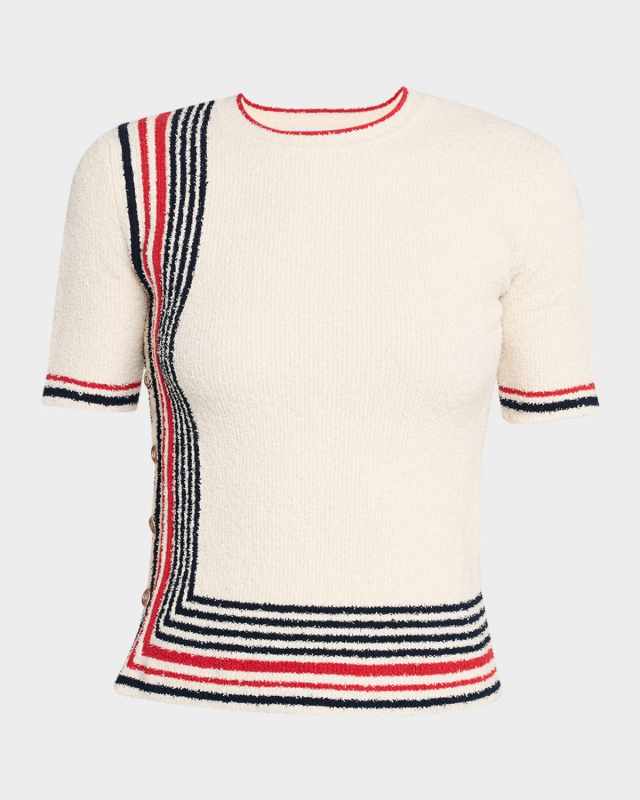 Short-Sleeve Button-Side Rib Sweat